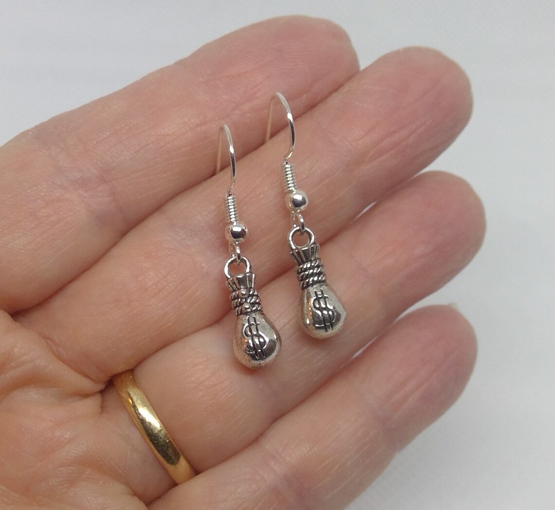 Money Bags Earrings Novelty Earrings Earrings Free Etsy