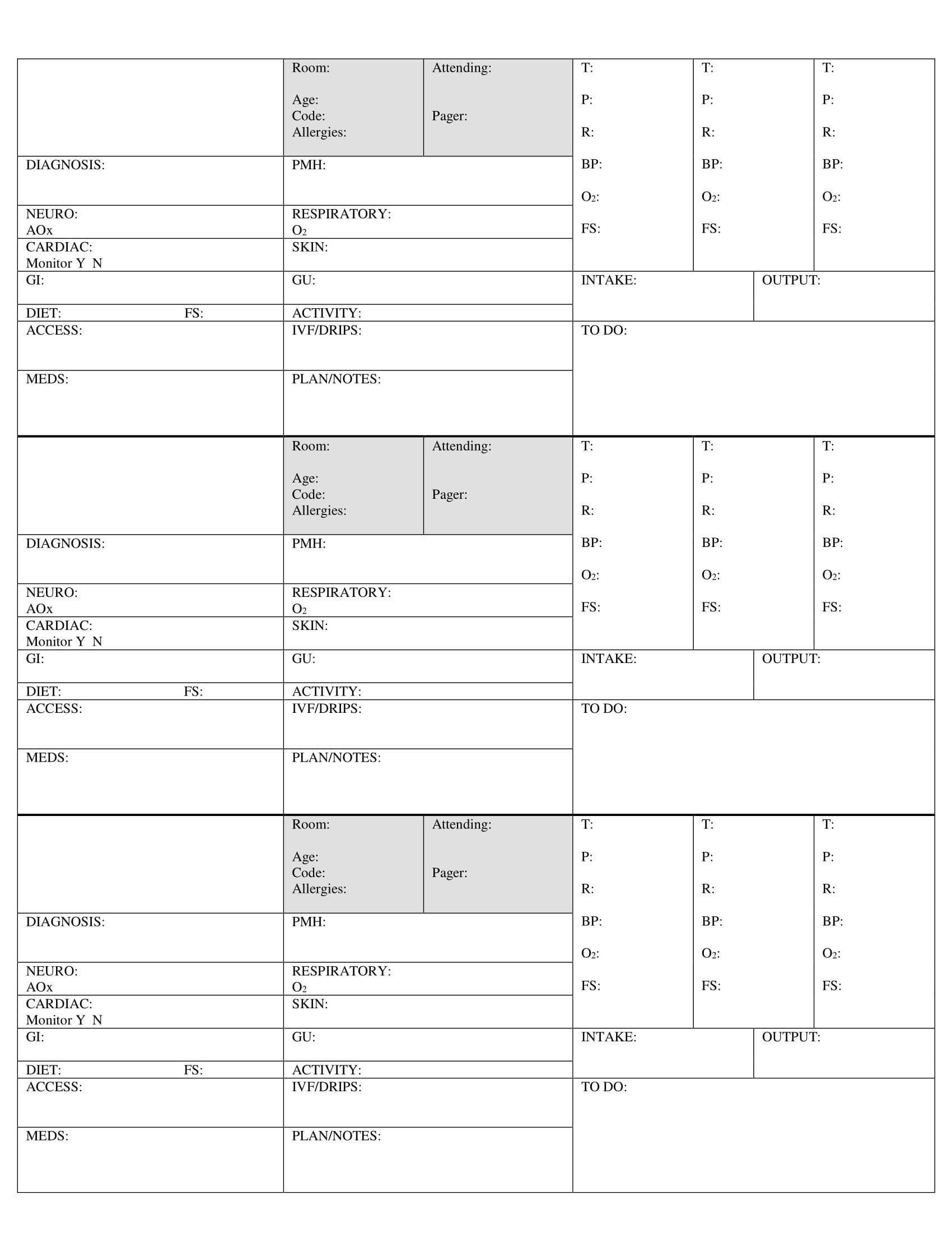 nurse report sheet for sale