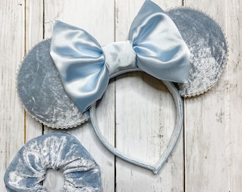 Cinderella Mickey Mouse ears, Cinderella scrunchie, Velvet Minnie Ears, Velvet Disney ears, Velvet ears, Velvet Mickey ears, Cinderella ears