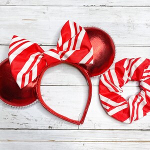 Candy Cane Mickey ears, Candy Cane Christmas ears, Christmas Mickey Ears, Christmas Minnie ears, Peppermint Christmas Ears, Christmas ears