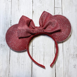 Christmas Sparkle Mickey ears, Holiday Mickey ears, Sparkle headband, Holiday Minnie Mouse ears, Very Merry Ears, Red Christmas ears
