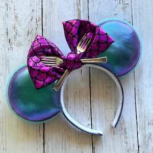 Little Mermaid Inspired Metallic Mickey Ears - Under the Sea Disney Headband- Ariel Disney Mickey ears- Disney Princess Minnie ears- gifts