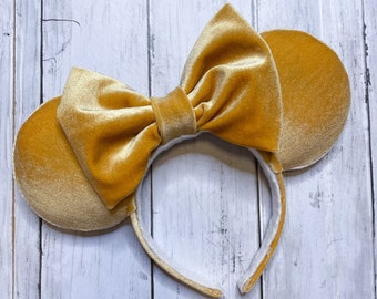 Winnie the pooh Velvet ears, Golden Mickey ears, Pooh bear ears, Velvet Minnie ears, Golden Disney ears, Handmade Disney, Fall Mickey ears
