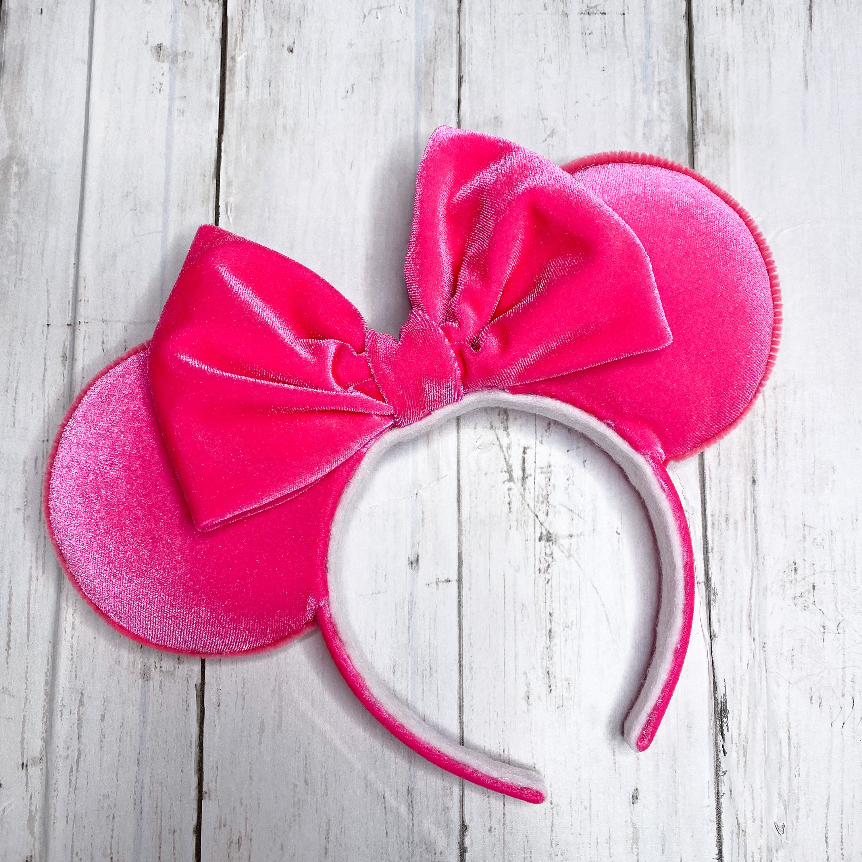 90s Neon Pink Mickey Ears with Barbie Bow for Disney Fans