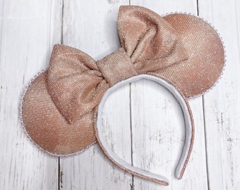 Rose gold Mickey ears, Minnie Mouse headband, Rose gold Minnie ears, Disney rose gold ears, Sparkle Mouse ears, Pink Minnie ears