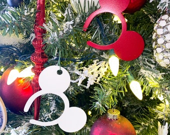 Mickey ears ornaments, Mickey headband ornaments, Disney ornament sets, Christmas tree decor, Minnie ears decor, metal ornaments, xmas ears