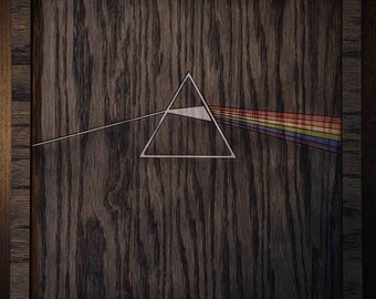 Pink Floyd “Dark Side of the Moon” inspired wood inlay wall art.