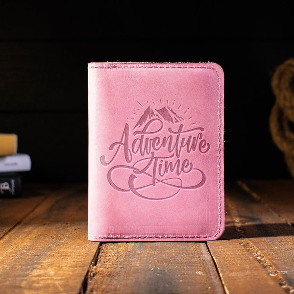 Passport Holder / Cover for Women Pink Personalized Cute Passport Custom Engraved Leather Travel Gift Small, Leather gift