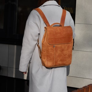 Custom Leather Laptop Bag for 16” MacBook Pro | Aesthetic College Backpack | College Laptop Rucksack | Leather Backpack for School