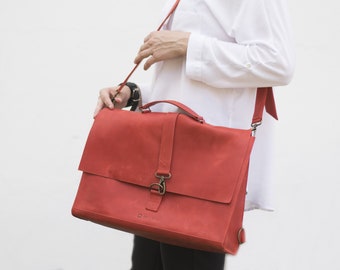 Red Shoulder Bag Messenger Laptop Bag Natural Leather Classic Woman Bag Luxury Birthday Gift For Girlfriend or Wife High Quality Bag