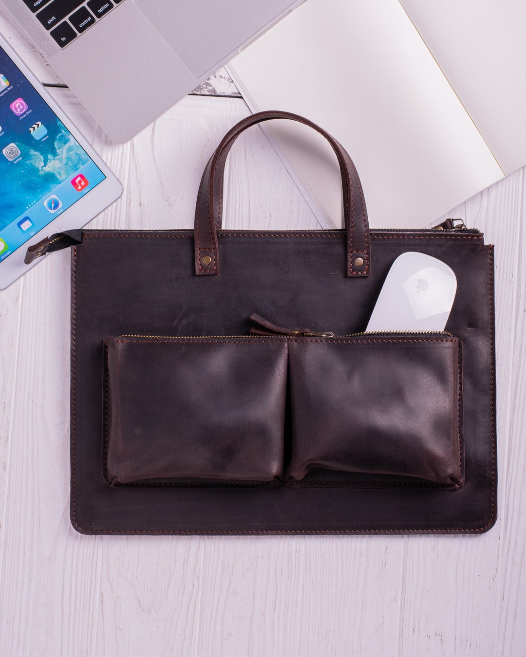 17 Inch Leather Laptop Case / Bag Brown Leather Laptop Sleeve Etsy