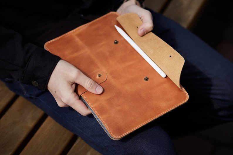 reMarkable 2 case with pen holder, reMarkable 2 cover, reMarkable 2 tablet case, reMarkable 2 folio, Full Grain Leather image 2