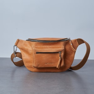 Custom leather fanny pack for women | Shoulder crossbody mini bag | Brown Hip Bag | Crossbody fanny pack with genuine leather