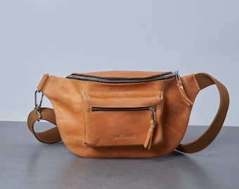 Brown Leather Fanny pack Women, Shoulder Crossbody Mini Bag, Brown Hip Bag, Small Waist Bag, Bumbag, Genuine Leather Hip Bag