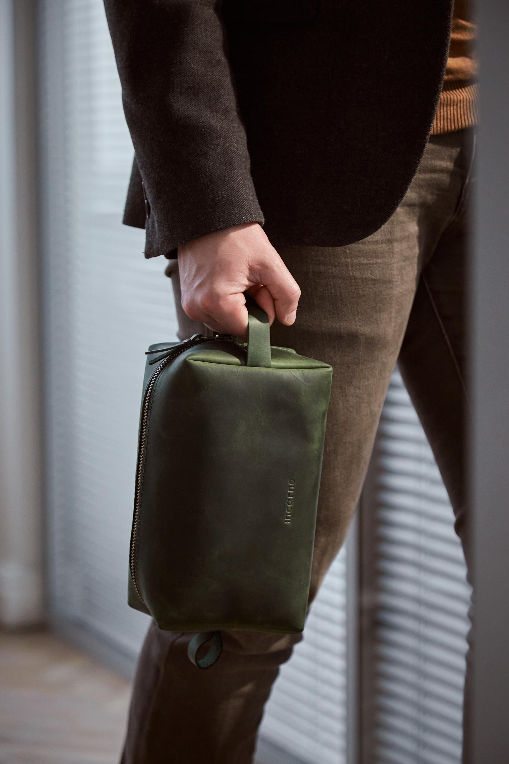 Trousse De Toilette En Cuir Fait Main Dopp Kit De Voyage