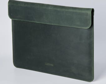 Personalized Blue Microsoft Surface Leather Sleeve: Slim Magnetic Case for 14-15 inch Devices