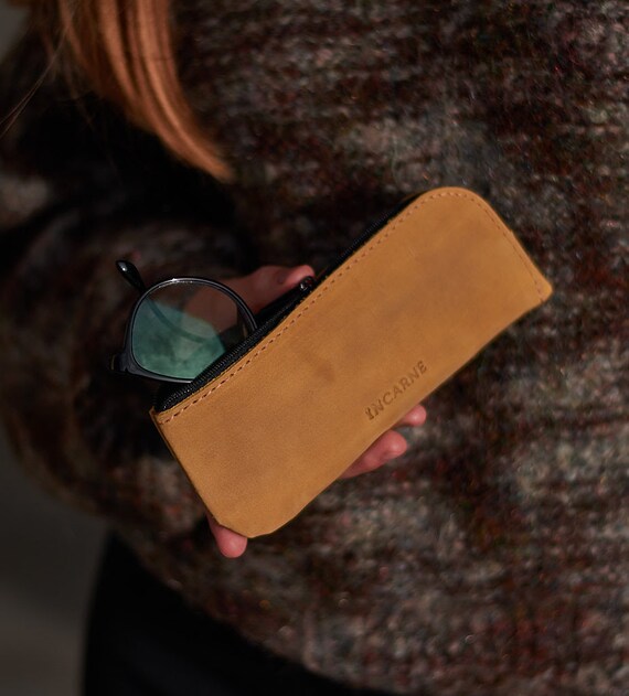 Funda de gafas de sol de cuero gris Gafas de lujo Funda de Etsy España