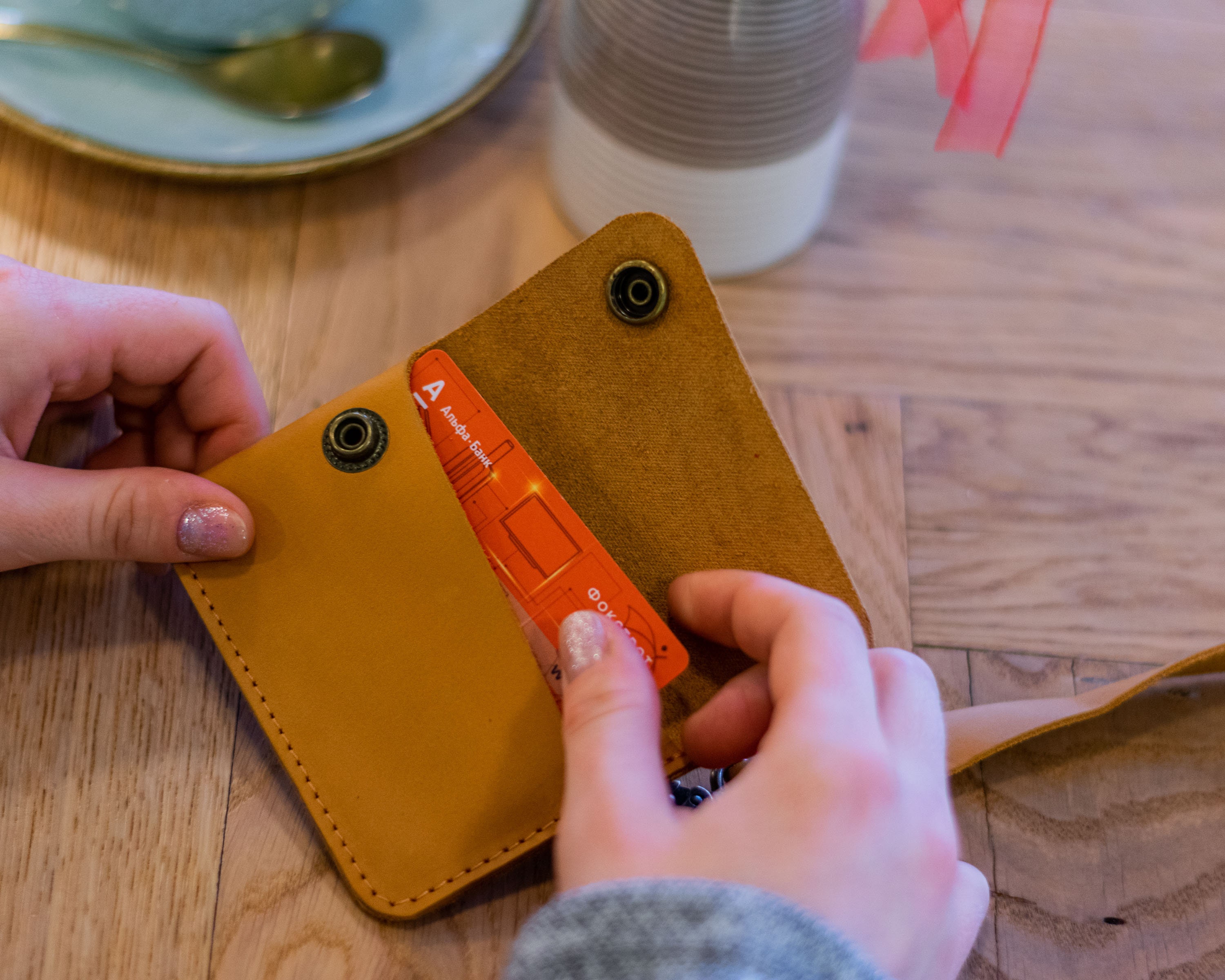 Yellow Small Wallet Leather Women Personalized Card Wallet Etsy