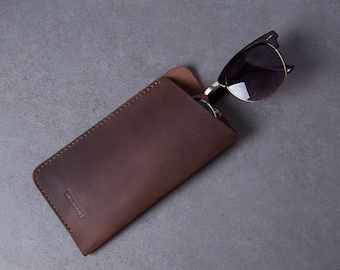 Leather Eyeglass Case with Fast USA Shipping - Handmade Sunglasses Sleeve, Gift for Him