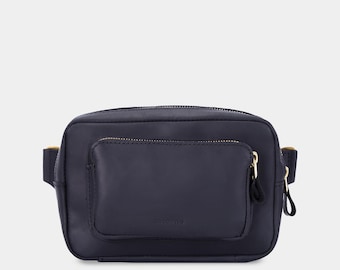 Men’s Leather Sling Bag: Small Crossbody Chest Bag with Front Zipper Pocket