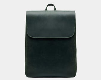 Green Laptop Backpack for Work: Minimalist Business Rucksack, MacBook 13–16", Office Bag