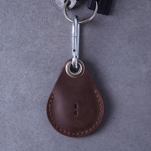 Brown leather AirTag keychain with metal clip | Custom leather keychain with AirTag holder. Anniversary Gift | Fast shipping from a US stock