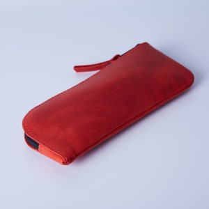 Red Leather Case for Glasses Eyeglass Personalized Glasses Genuine Leather Sleeve Boyfriend or Girlfriend Gift