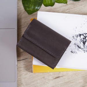 Cartera pequeña de cuero para ella / Cartera elegante de cuero para novia / Cartera vintage de cuero con protección RFID / Regalos de Navidad para ella