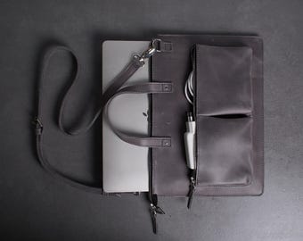 MacBook Neo Leather Sleeve with Handle: Slim Laptop Case, Minimalist Briefcase for Air & Pro 13–16"