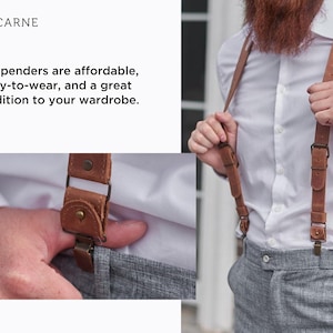 Real leather suspenders men, Groomsmen, Custom vintage monogram with engraving, Wedding suspenders, Free personalization, Husband image 4