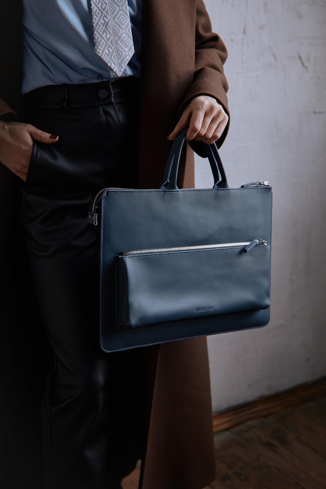 Blue Leather Laptop Bag for MacBook Air 15 Inch | MacBook Pro M4 Laptop ...