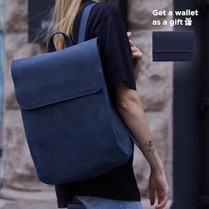 Mochila de couro personalizada para laptop com forro | Bolsa para laptops de 13 a 15 polegadas | Oferta especial: compre uma mochila de couro e ganhe uma carteira GRÁTIS