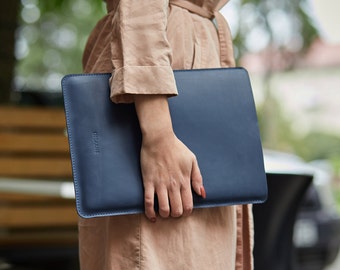 Laptop Tasche aus Leder für MacBook Air 13 und Pro 16 M1 / M2, personalisierte echte Ledertasche 2020 2021 Neue 2022 Dell, HP, Lenovo