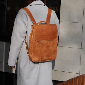 Custom Leather Laptop Bag for 16” MacBook Pro | Aesthetic College Backpack | College Laptop Rucksack | Leather Backpack for School