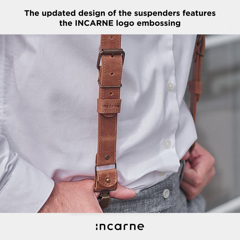 Real leather suspenders men, Groomsmen, Custom vintage monogram with engraving, Wedding suspenders, Free personalization, Husband image 10