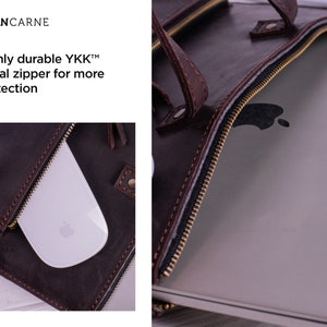 Leather Laptop Bag Handle Sleeve Pocket Bag MacBook Pro 13 Handbag Sleeve Personalized MacBook Air Bag with Zipper Boyfriend Gift image 3
