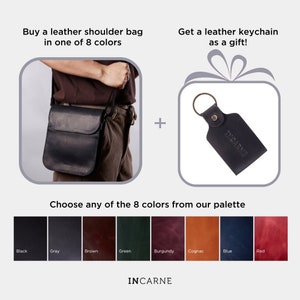 Men Genuine Leather Shoulder Bag, Men's Retro Messenger Bag, Crossbody Bag, Mobile Phone Pocket Bag, Handbag Bag Gift for Wedding Birthday image 2