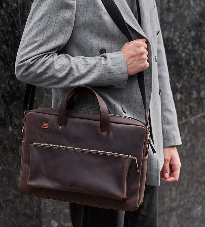 Leder Laptop Tasche Messenger Bag Herren Laptop Aktentasche 17 Etsy