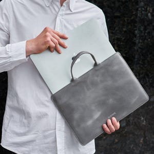 Laptop Sling Bag – Personalized MacBook Case, fits Air & Neo 13 inch, Travel Laptop Sleeve Grey