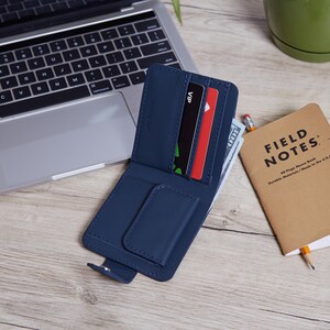 Cartera minimalista de cuero para novia / Cartera personalizada para hombre de cuero genuino / Protección RFID / Regalos de Navidad para él
