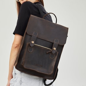 Wednesday Convertible Backpack Brown Gothic Purse Women Leather Messenger Bag Minimalistic Black Dark Academia Satchel fits 13-in Laptop