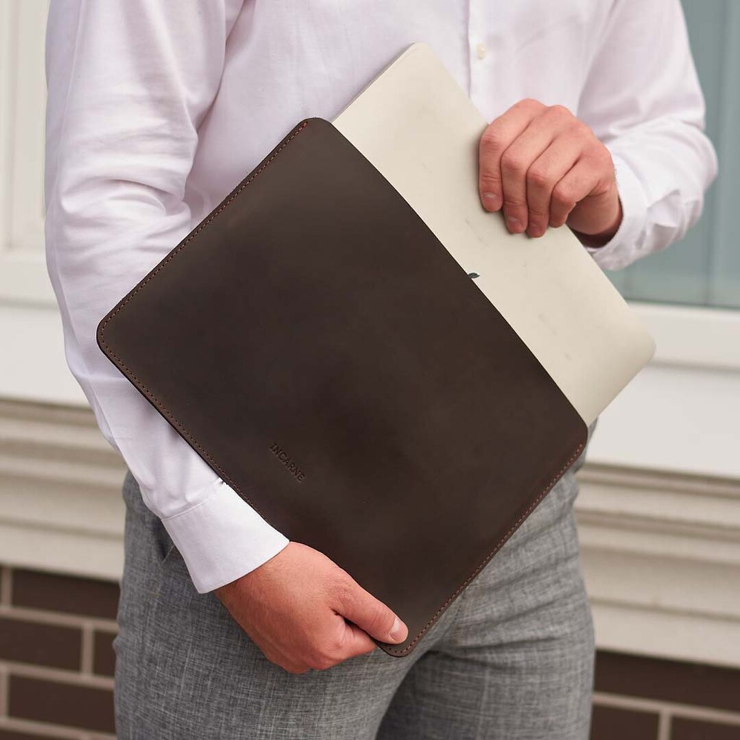 Brown Laptop Leather Case Macbook Air M1 Sleeve Fits to Any Etsy