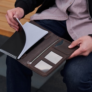Bloc-notes en cuir personnalisé, couverture de portefeuille en cuir, journal en cuir pour A4/lettre/format légal, bloc-notes, paperasse, cartes de visite