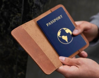 Étui pour passeport en cuir véritable avec personnalisation, couverture de passeport personnalisée avec gravure, personnalisation gratuite, cadeau en cuir