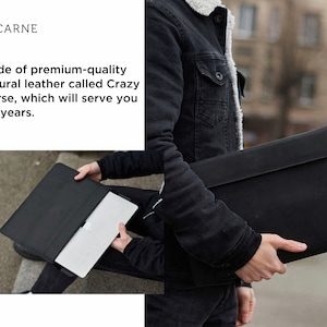 Custom minimalist leather reMarkable 2 case, aesthetic personalized Surface Go sleeve, any tablet and laptop protection cover image 2