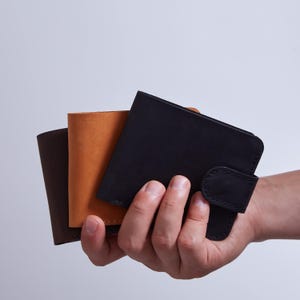 Cartera de cuero personalizada / Cartera de cuero negra para él / Cartera de cuero personalizada con protección RFID / Regalo de aniversario / Regalos de Navidad
