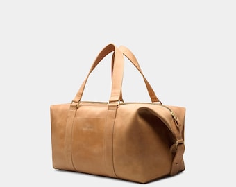 Borsa da weekend in pelle fatta a mano: borsone personalizzato per la palestra, bagaglio a mano vintage