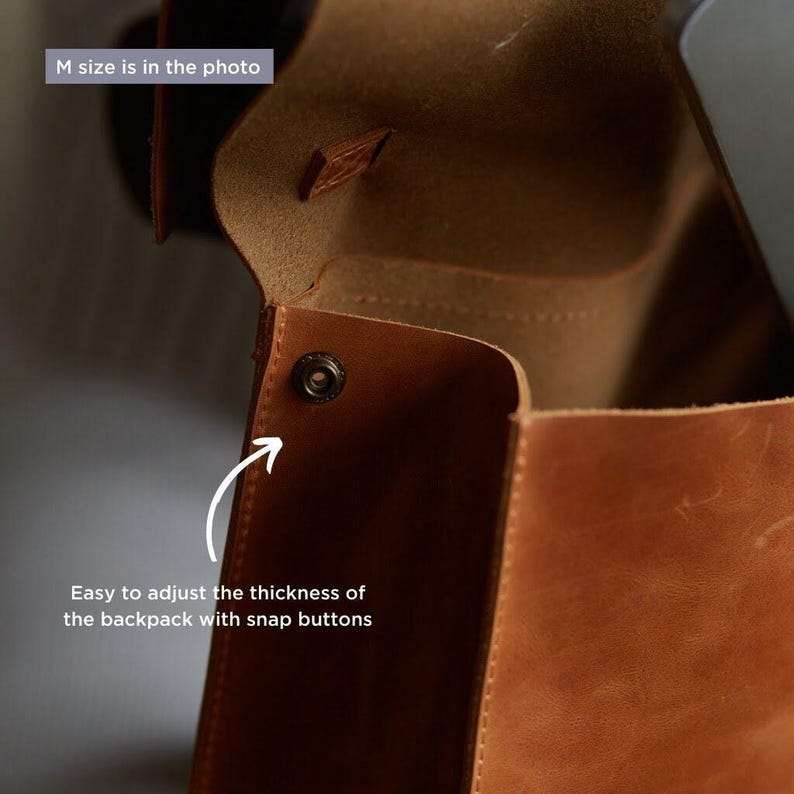 Mochila de cuero marrón para mujer, mochila para portátil, hecha a mano y personalizada, ideal para la escuela, la universidad o la ciudad. imagen 7