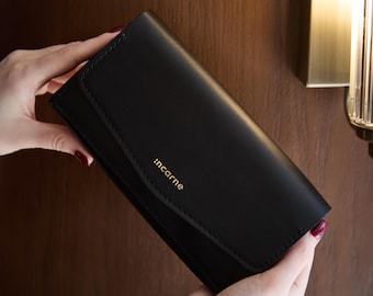 Leather Card Holder Wallet: Womens Long Bifold Purse, Multiple Card Slots, Cash and Receipt Organizer