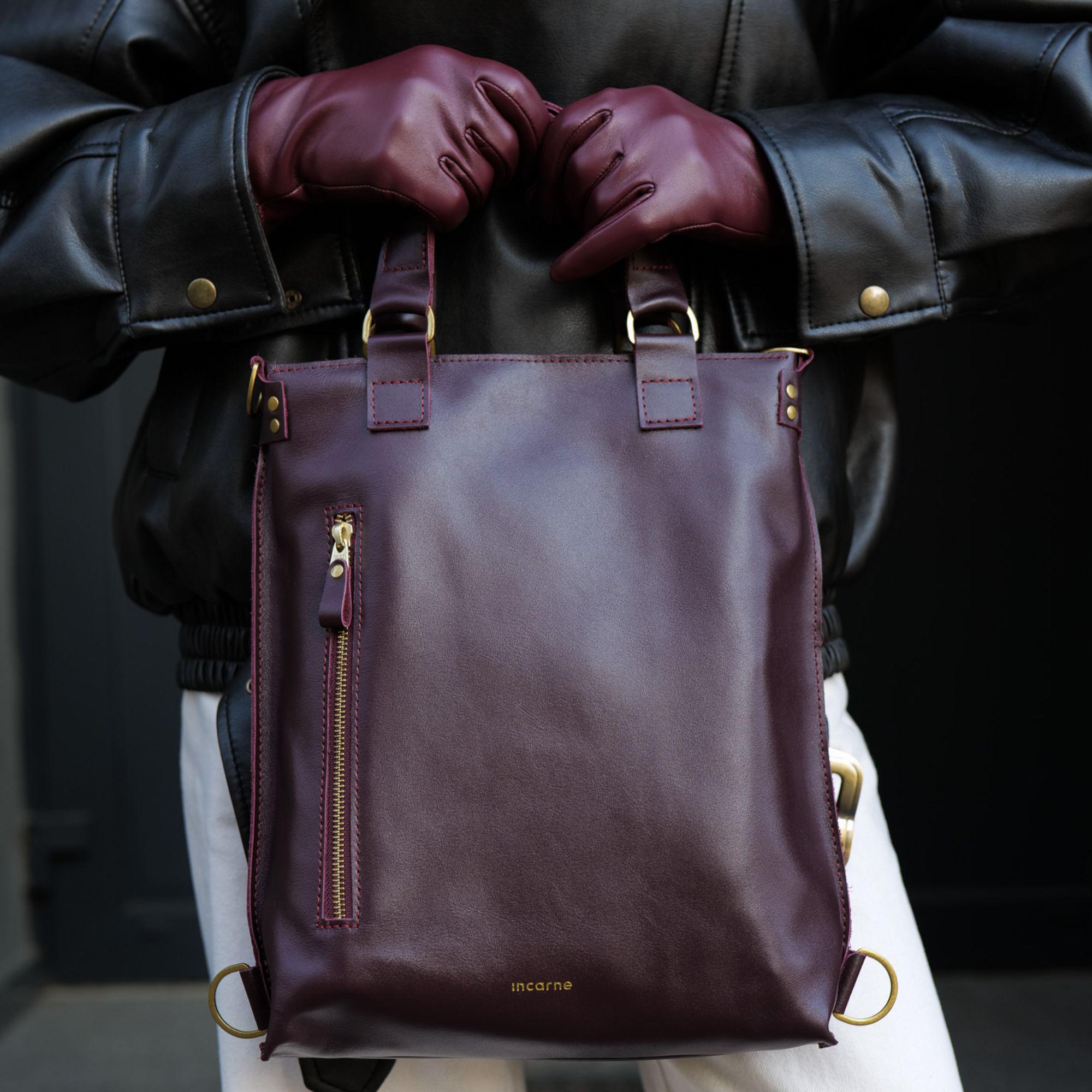 Full Grain Leather Convertible Backpack Shoulder Bag Fits 13\